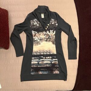 Dolcezza Long Sleeve Dress Artistic Scene